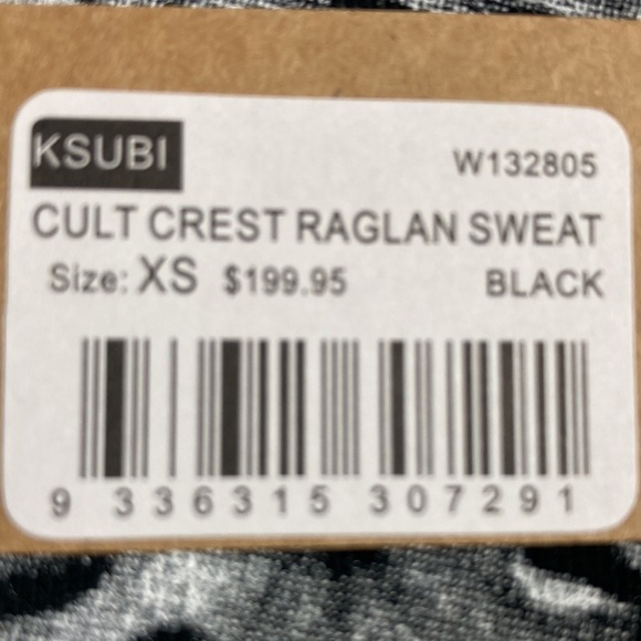 KSUBI NWT Cult Crest Skull Raglan Sleeve Sweatshirt XS Dark Princess Goth Witchy - Picture 5 of 14